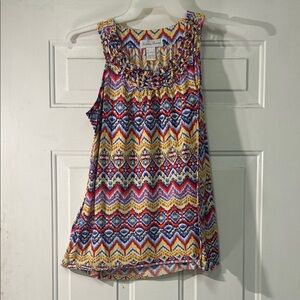 (🎣5 For $20)Fashion Avenue Women’s Large Multicolor Geometric Sleeveless Top